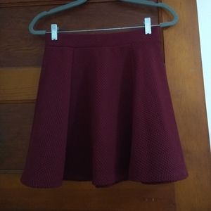 Burgandy skater skirt - mini skirt H&M S